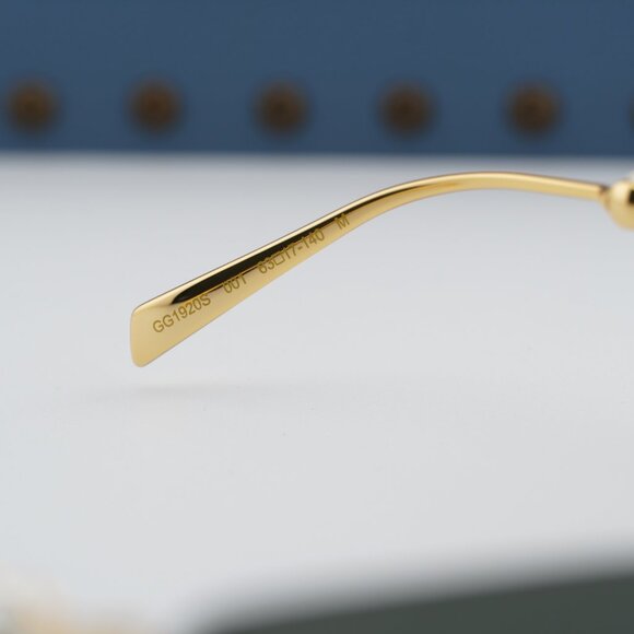 Gucci GG1920S 001 Cat Eye Sunglasses - Shiny Gold with White Pearl/Grey main image 4